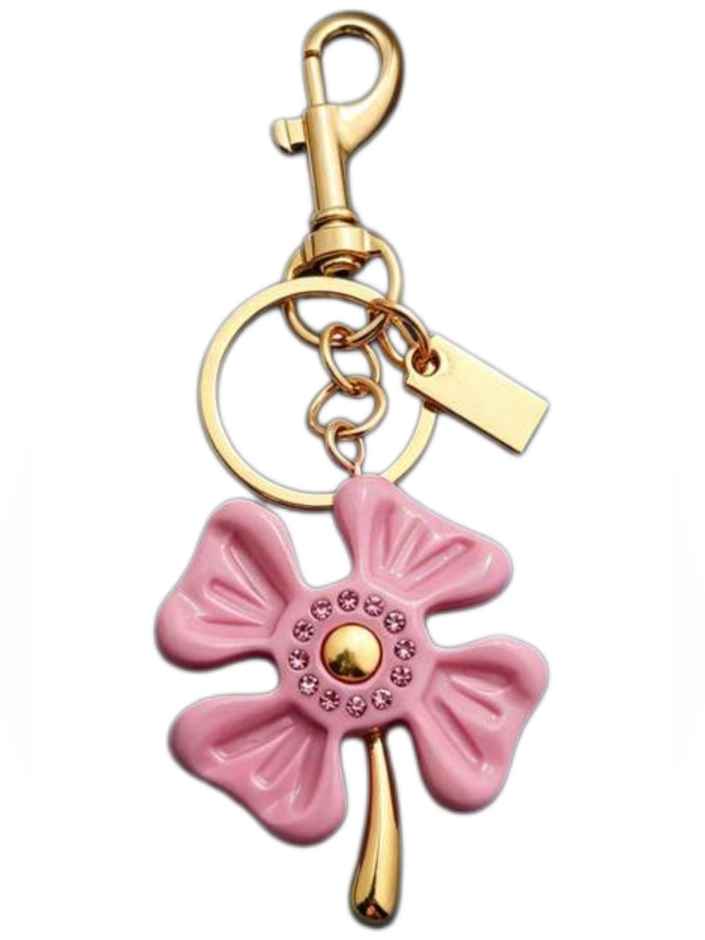 Gold & Pink Flower Keychain Charm
